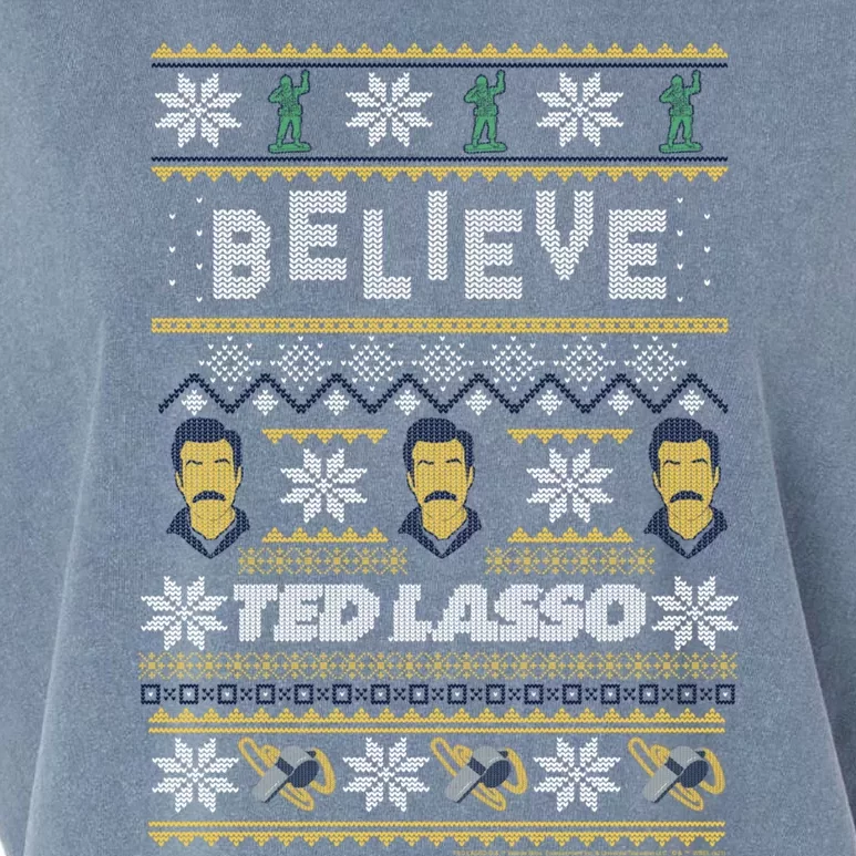 Ted Lasso Christmas Believe Ted Lasso Ugly Sweater Garment-Dyed Women's Muscle Tee