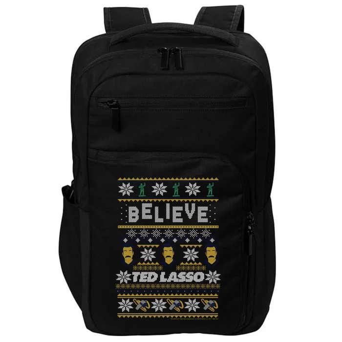 Ted Lasso Christmas Believe Ted Lasso Ugly Sweater Impact Tech Backpack