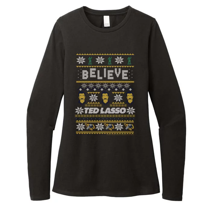 Ted Lasso Christmas Believe Ted Lasso Ugly Sweater Womens CVC Long Sleeve Shirt