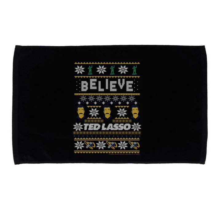 Ted Lasso Christmas Believe Ted Lasso Ugly Sweater Microfiber Hand Towel