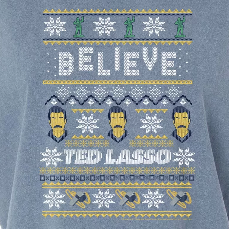 Ted Lasso Christmas Believe Ted Lasso Ugly Sweater Garment-Dyed Women's Muscle Tee