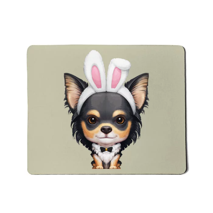 Tricolor Long Coat Chihuahua In Easter Bunny Costume Mousepad