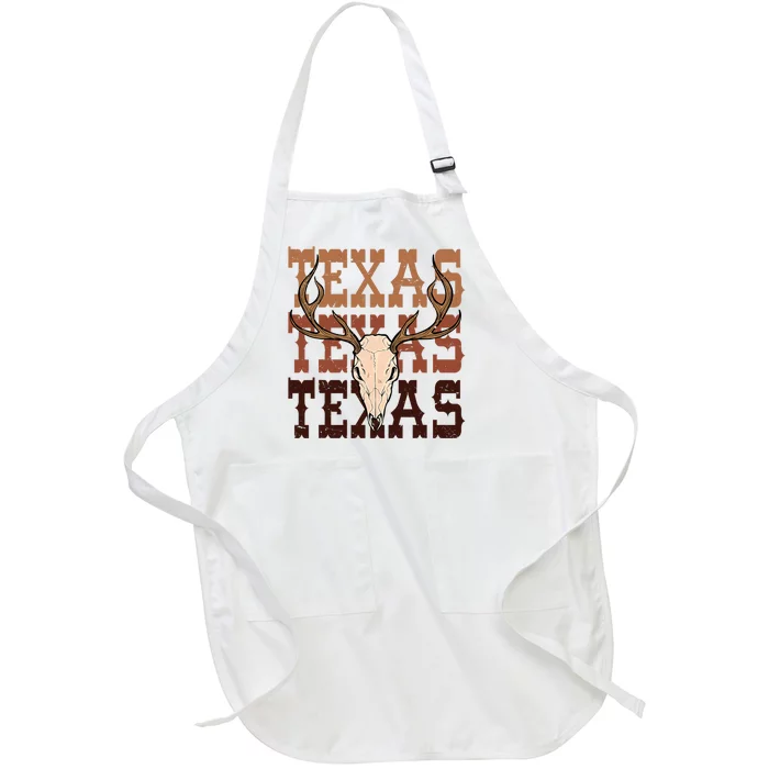 Texas Longhorn Cowboy Cowgirl Western Texas Women Men Full-Length Apron With Pocket