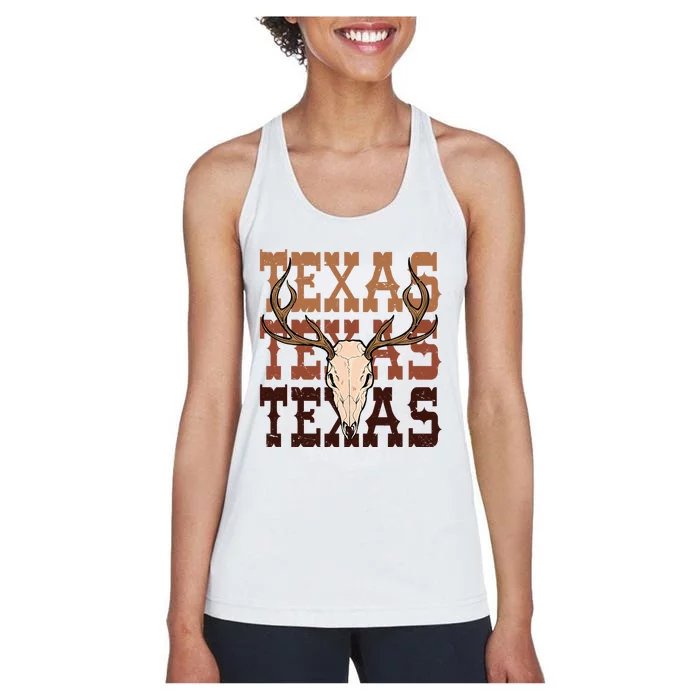 Texas Longhorn Cowboy Cowgirl Western Texas Women Men Women's Racerback Tank