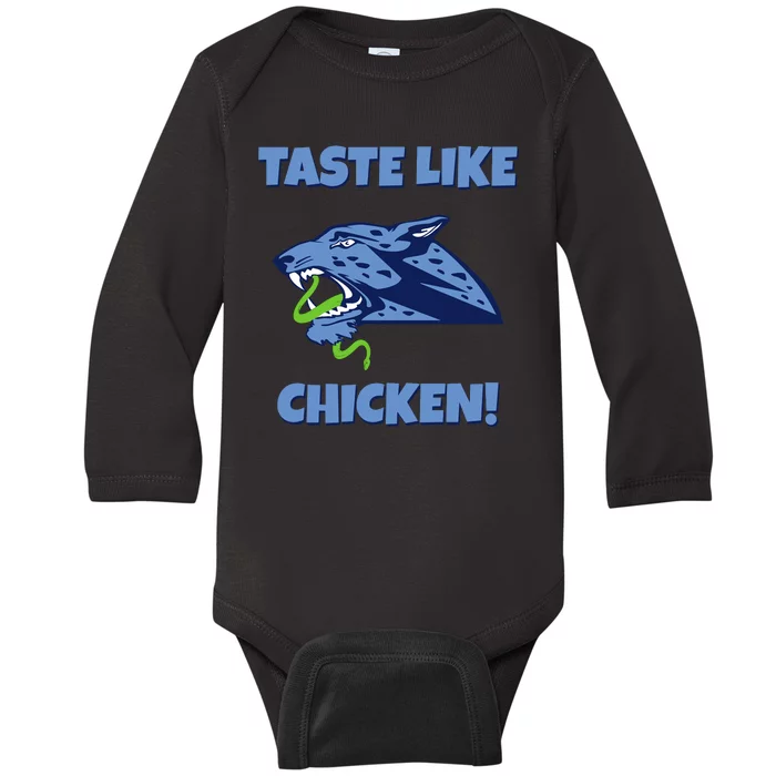 Taste Like Chicken Football Panther Eating Snake Football Rivals Baby Long Sleeve Bodysuit