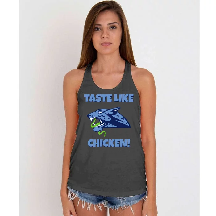 Taste Like Chicken Football Panther Eating Snake Football Rivals Women's Knotted Racerback Tank