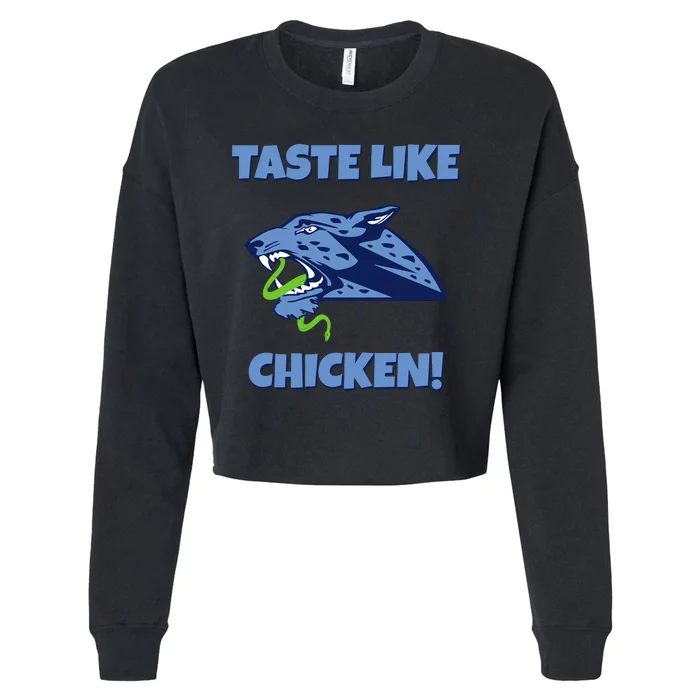 Taste Like Chicken Football Panther Eating Snake Football Rivals Cropped Pullover Crew