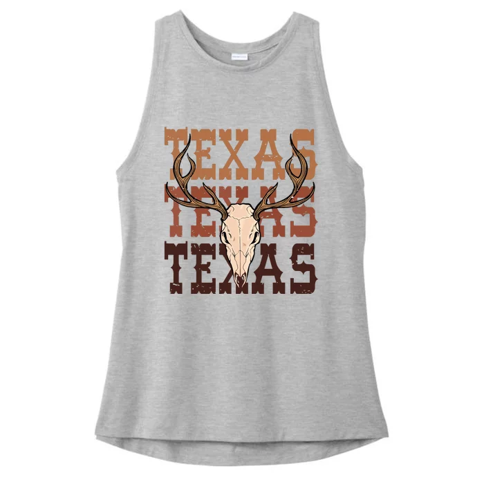 Texas Longhorn Cowboy Cowgirl Western Texas Women Men Ladies Tri-Blend Wicking Tank