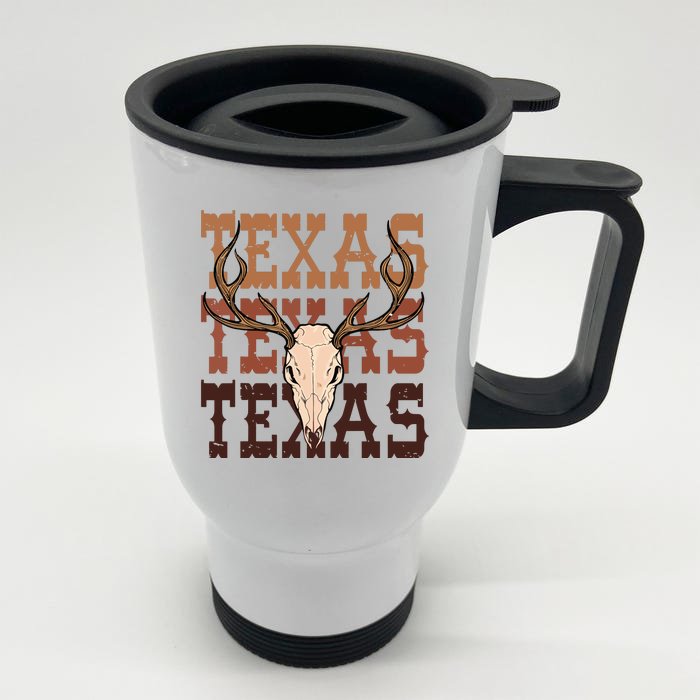 Texas Longhorn Cowboy Cowgirl Western Texas Women Men Front & Back Stainless Steel Travel Mug