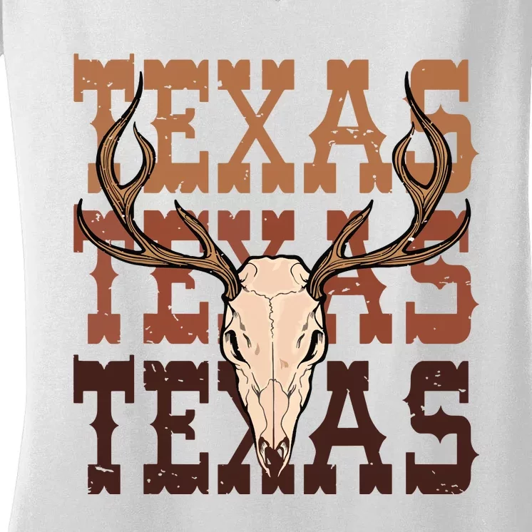 Texas Longhorn Cowboy Cowgirl Western Texas Women Men Women's V-Neck T-Shirt