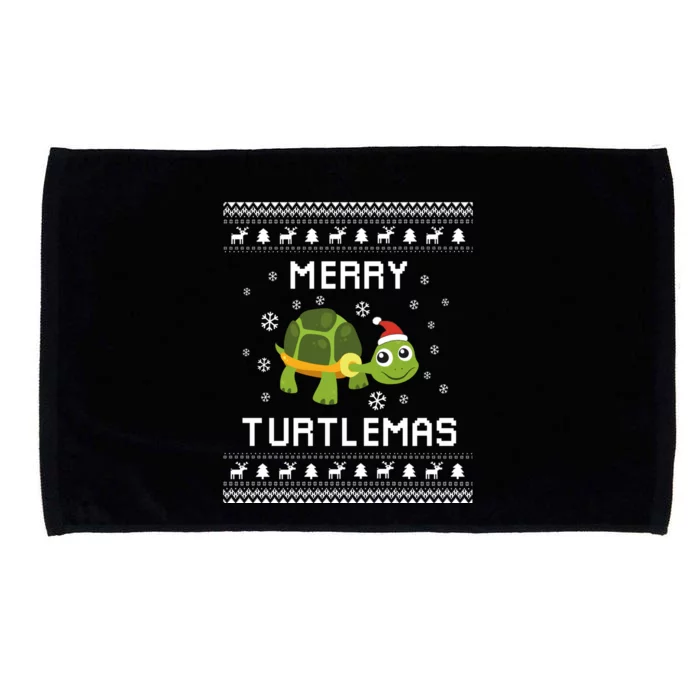 Turtle Lover Christmas Ugly Xmas Turtle Sweater Gift Microfiber Hand Towel