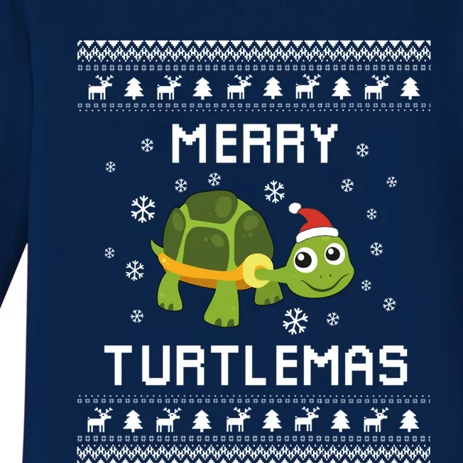 Turtle Lover Christmas Ugly Xmas Turtle Sweater Gift Baby Long Sleeve Bodysuit