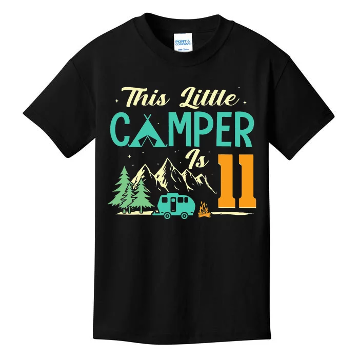 This Little Camper Is 11 Camp Lover 11th Camping Birthday Kids T-Shirt