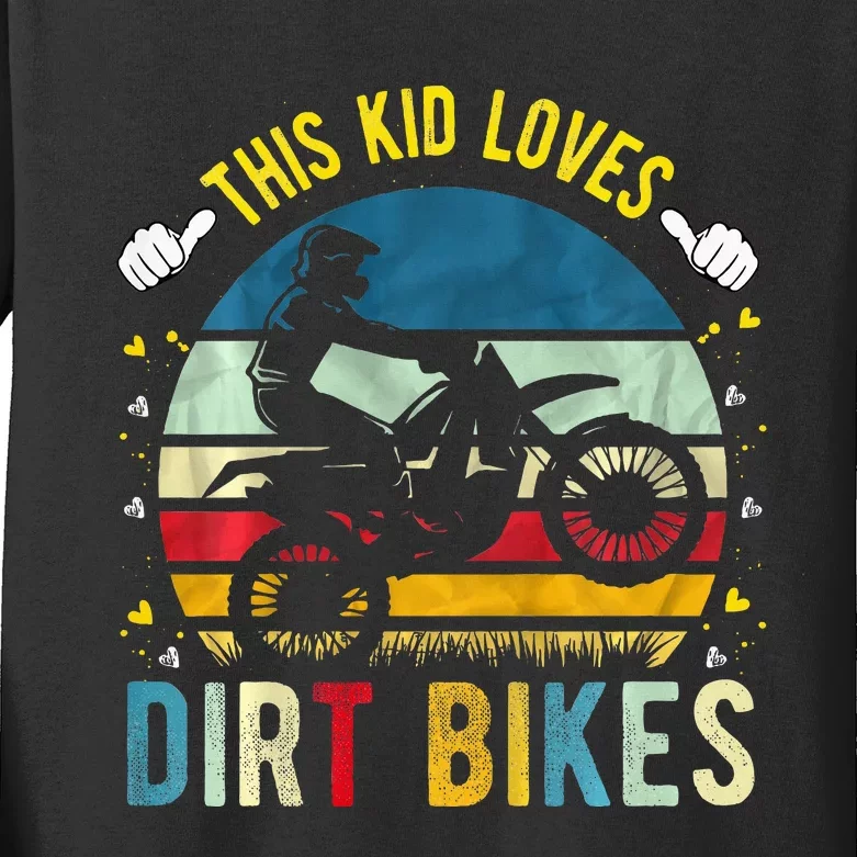 This Loves Dirt Bikes Motocross Dirt Bike Kids Long Sleeve Shirt