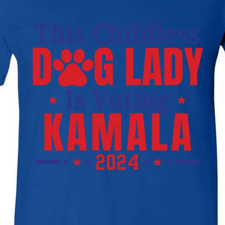 This Less Dog Lady Is Voting Kamala For President 2024 Gift V-Neck T-Shirt