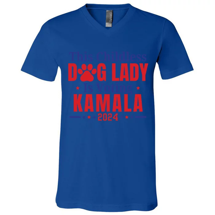 This Less Dog Lady Is Voting Kamala For President 2024 Gift V-Neck T-Shirt