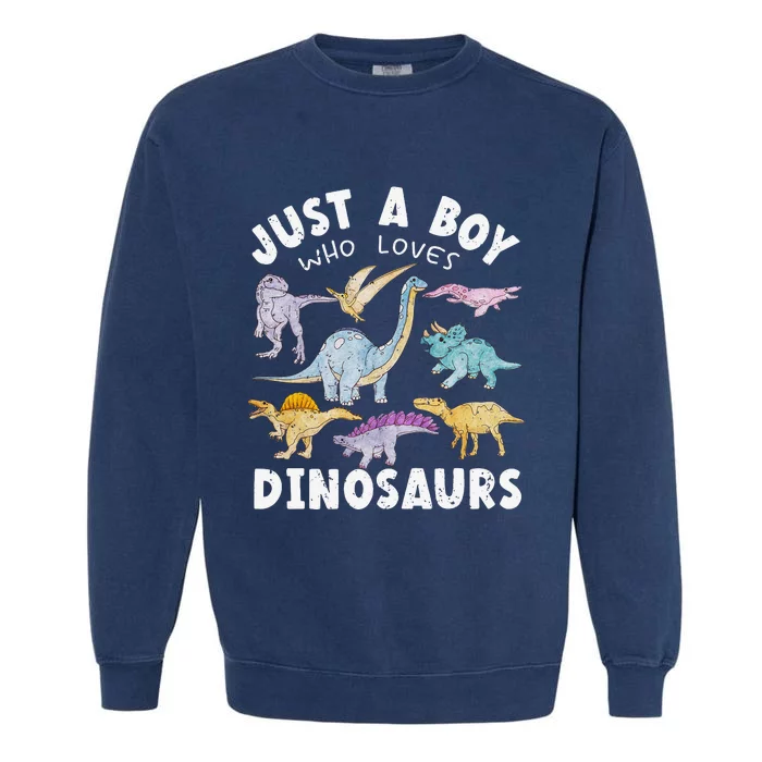 This Loves Dinos Funny Dinosaur Lover Gift Garment-Dyed Sweatshirt