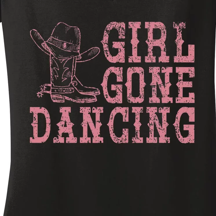 Texas Line Dancing Rodeo Cowboy Gift Line Dance Women's V-Neck T-Shirt