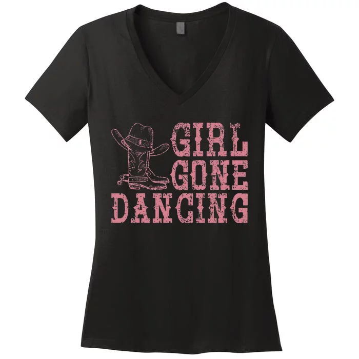 Texas Line Dancing Rodeo Cowboy Gift Line Dance Women's V-Neck T-Shirt