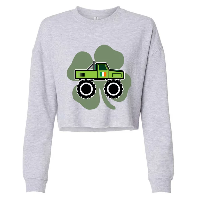 Truck Lover Driver St Patricks Day Green Graphic Gift Cropped Pullover Crew