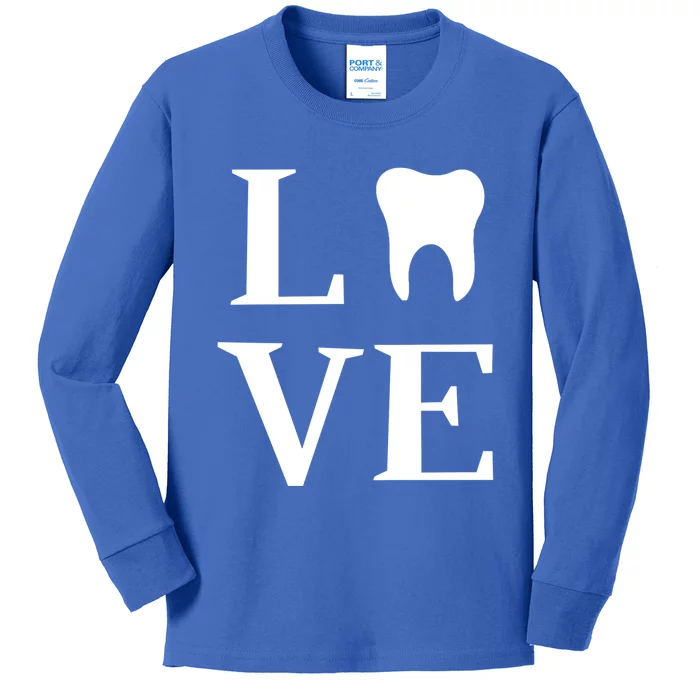 Tooth Love Dentist Dental Assistant Dental Hygienist Gift Kids Long Sleeve Shirt