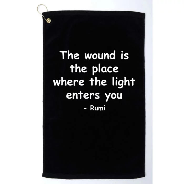 The Light Enters Rumi Quote Platinum Collection Golf Towel