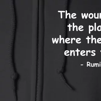 The Light Enters Rumi Quote Full Zip Hoodie