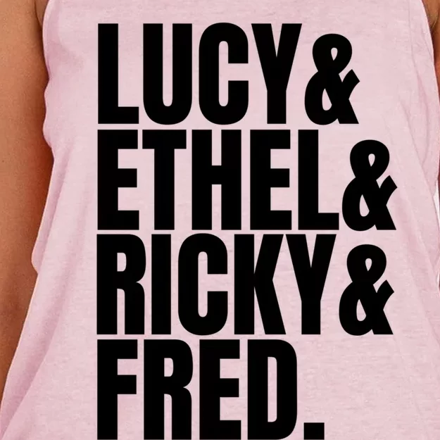 Team Lucy Ethel Ricky Fred Classic 50s Tv Gift Great Gift Women's Knotted Racerback Tank