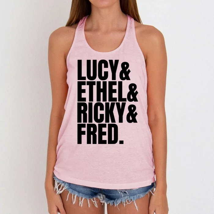 Team Lucy Ethel Ricky Fred Classic 50s Tv Gift Great Gift Women's Knotted Racerback Tank