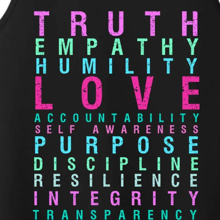 Truth Love Empathy Self Awareness Inspirational Words Cool Gift Performance Tank