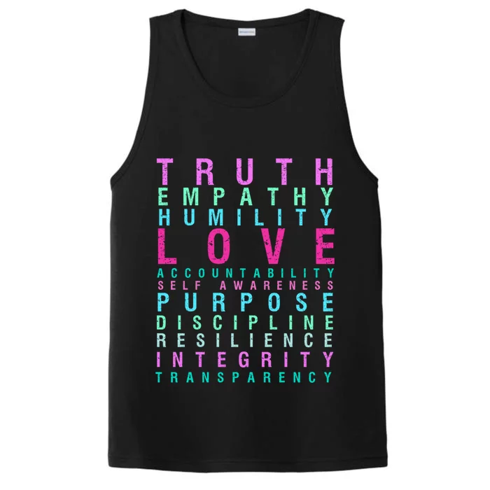 Truth Love Empathy Self Awareness Inspirational Words Cool Gift Performance Tank