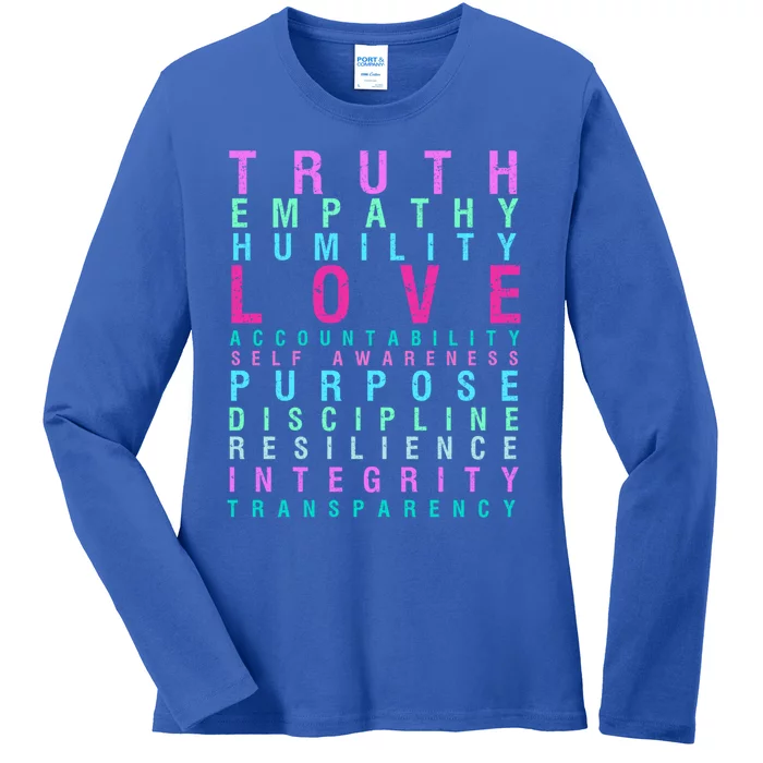 Truth Love Empathy Self Awareness Inspirational Words Cool Gift Ladies Long Sleeve Shirt