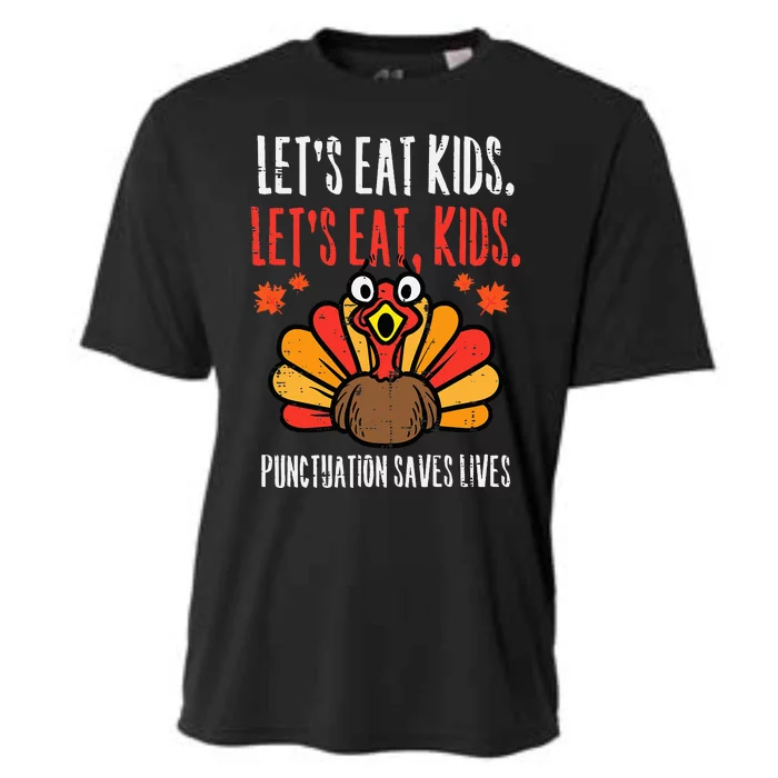 Turkey Lets Eat Thanksgiving Teacher Cooling Performance Crew T-Shirt