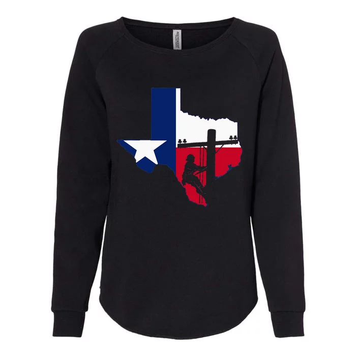 Texas Lineman Electrician Gift Tx Lone Star State Flag Womens California Wash Sweatshirt