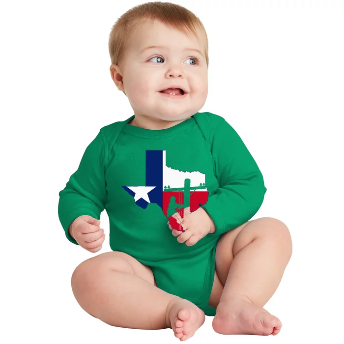 Texas Lineman Electrician Gift Tx Lone Star State Flag Baby Long Sleeve Bodysuit