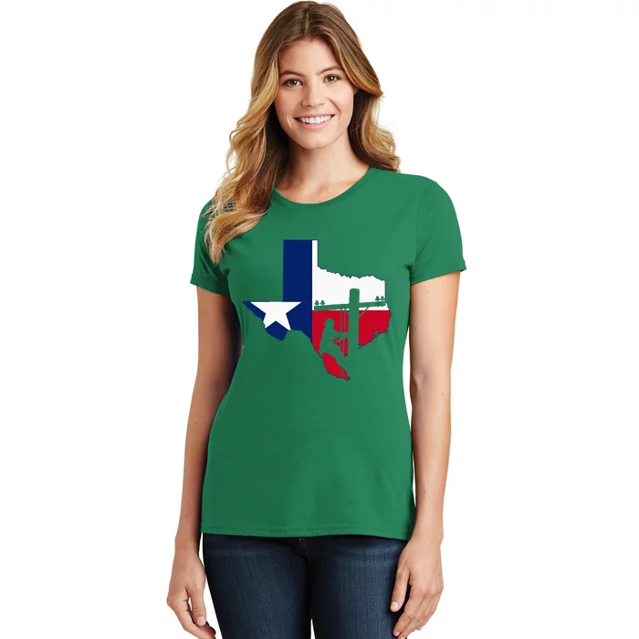 Texas Lineman Electrician Gift Tx Lone Star State Flag Women's T-Shirt