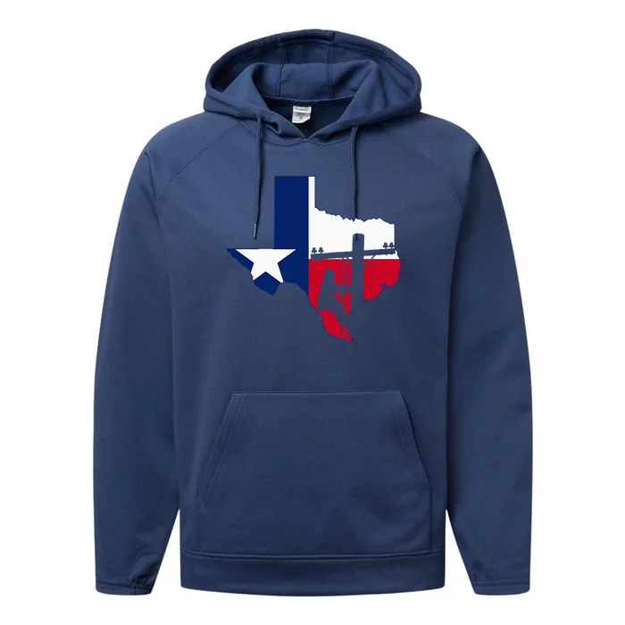 Texas Lineman Electrician Gift Tx Lone Star State Flag Performance Fleece Hoodie