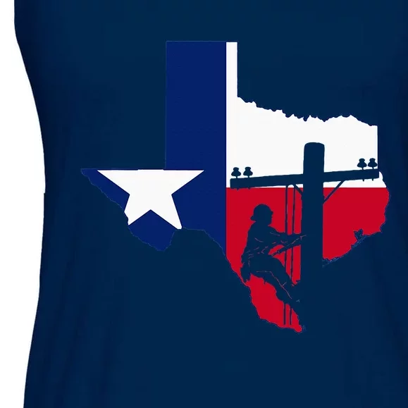 Texas Lineman Electrician Gift Tx Lone Star State Flag Ladies Essential Flowy Tank