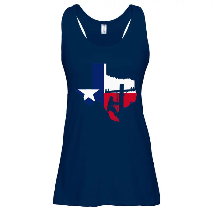 Texas Lineman Electrician Gift Tx Lone Star State Flag Ladies Essential Flowy Tank