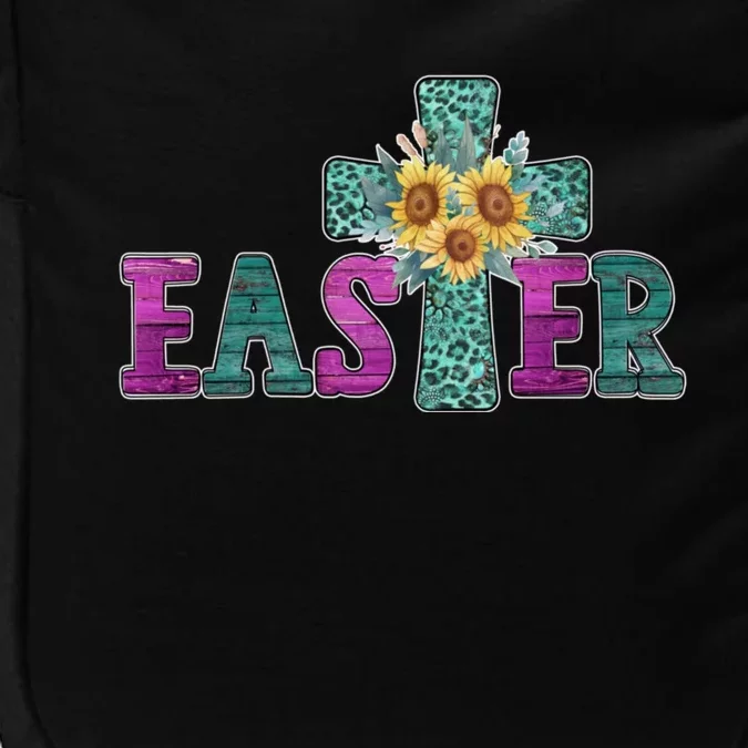 Turquoise Leopard Easter Cross For Christian Sunflower Mom Cool Gift Impact Tech Backpack