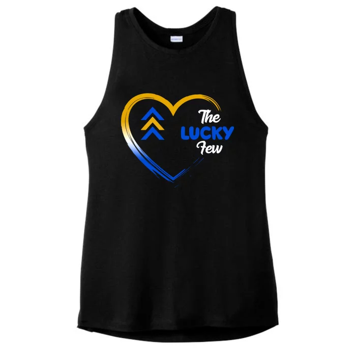 The Lucky Few Down Syndrome Awareness Heart Ladies Tri-Blend Wicking Tank