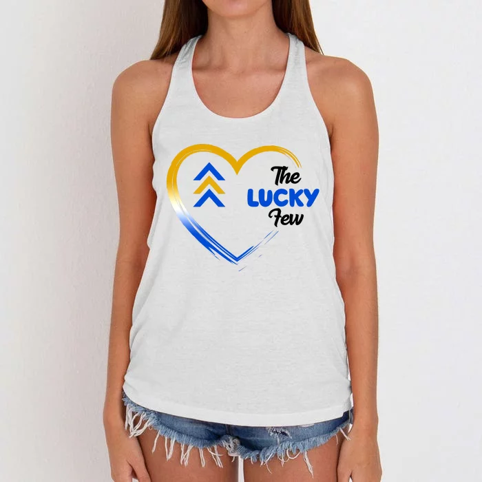 The Lucky Few Down Syndrome Awareness Heart Women's Knotted Racerback Tank