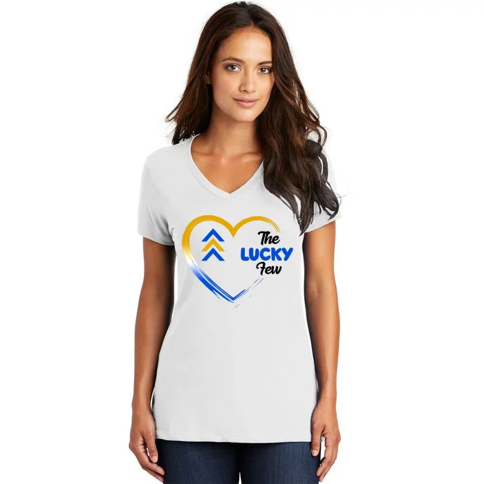 The Lucky Few Down Syndrome Awareness Heart Women's V-Neck T-Shirt