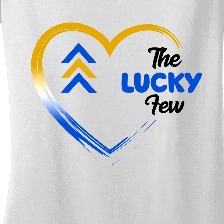 The Lucky Few Down Syndrome Awareness Heart Women's V-Neck T-Shirt