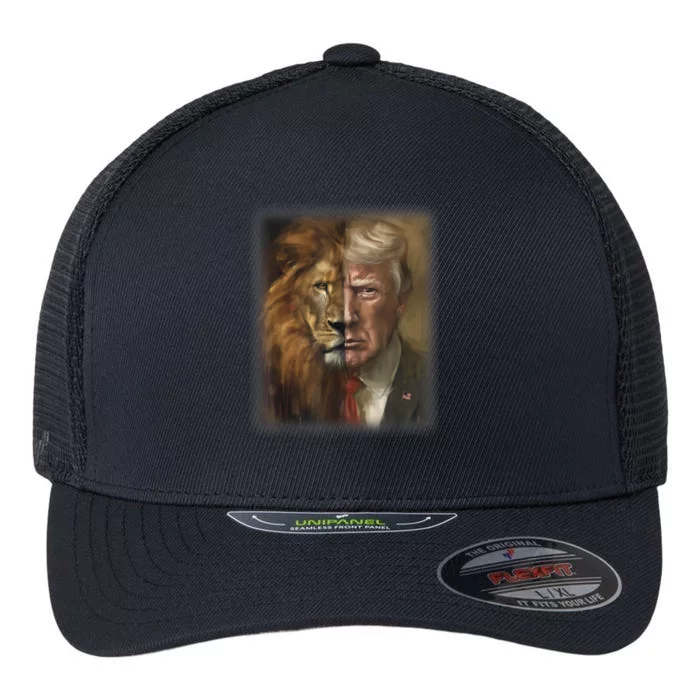 Trump Lion Face Usa President American 2024 Maga Usa Flexfit Unipanel Trucker Cap