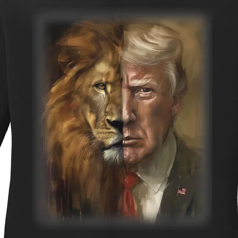 Trump Lion Face Usa President American 2024 Maga Usa Ladies Long Sleeve Shirt