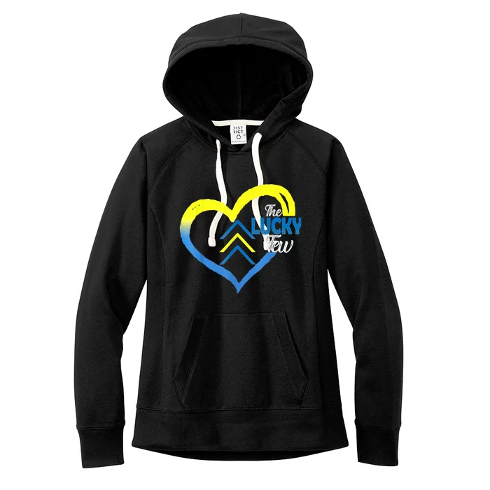 The Lucky Few Heart Ribbon Three Arrows Down Syndrome Women's Fleece Hoodie