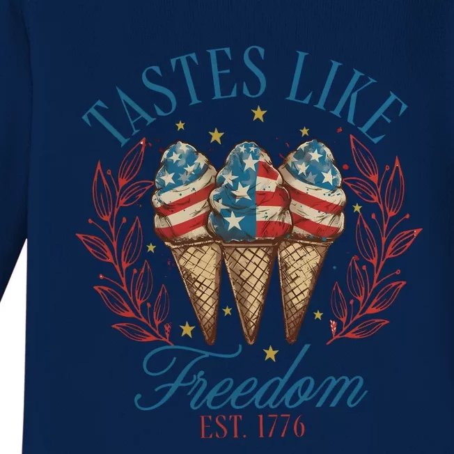 Tastes Like Freedom 4th Of July Baby Long Sleeve Bodysuit