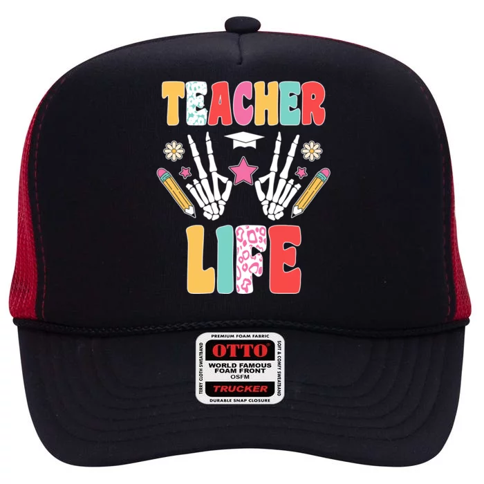 Teacher Life Fun School High Crown Mesh Trucker Hat