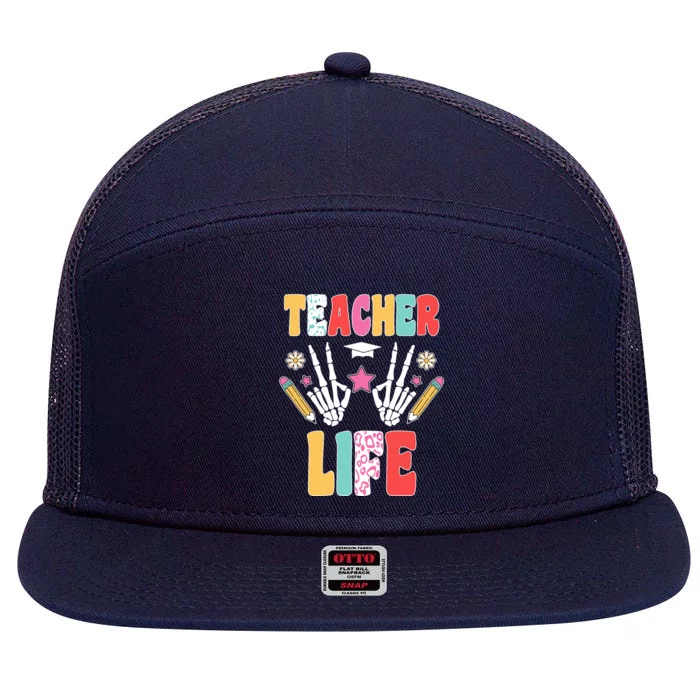 Teacher Life Fun School 7 Panel Mesh Trucker Snapback Hat